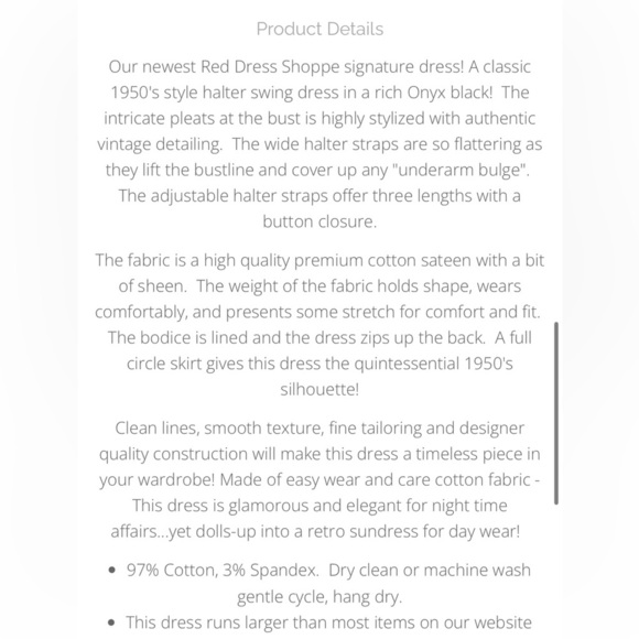 The Red Dress Shoppe,The Onyx VTG Reproduction Halter Swing Skirt Dress,Size M - Picture 6 of 10